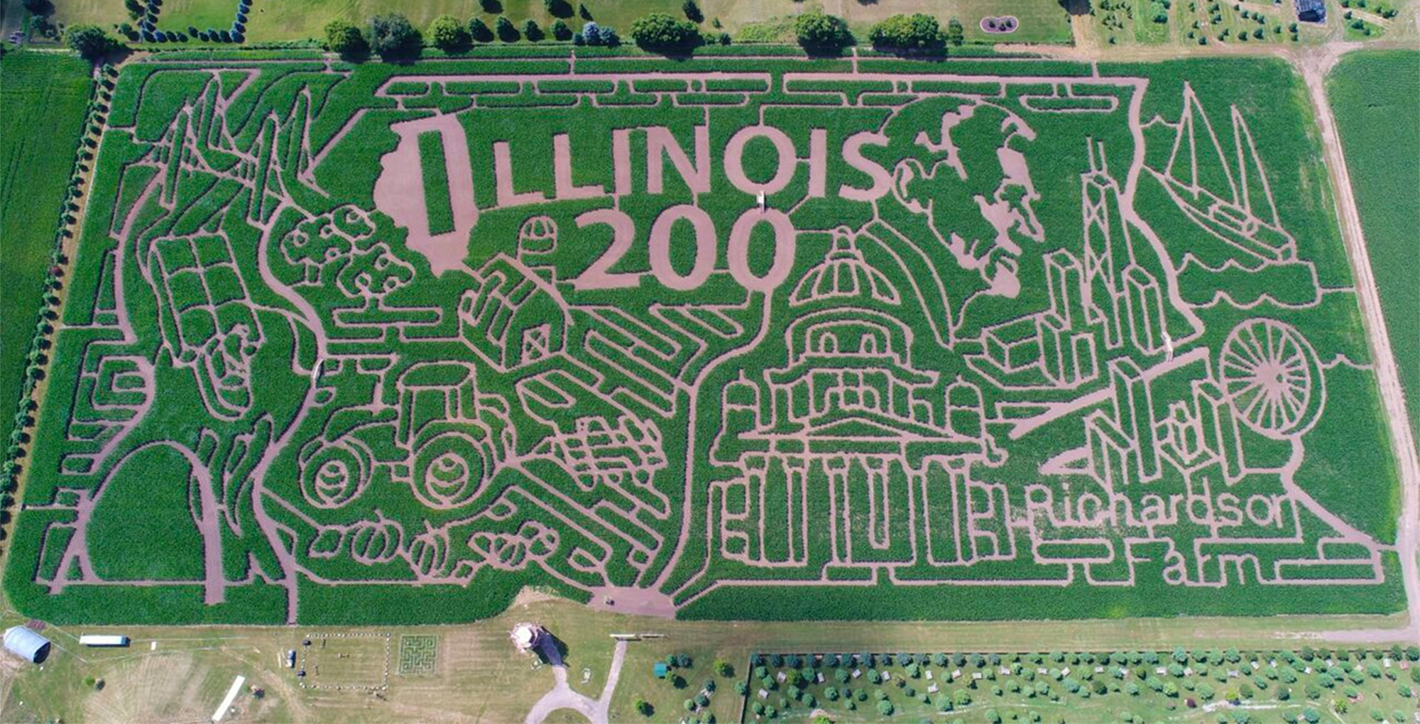 The World's Largest Corn Maze at Richardson Adventure Farm in Spring